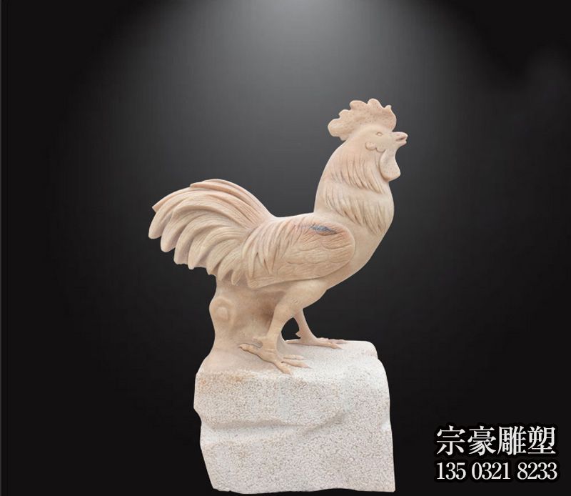 晚霞紅酉雞生肖動物石雕擺件 晚霞紅酉雞生肖動物石雕擺件