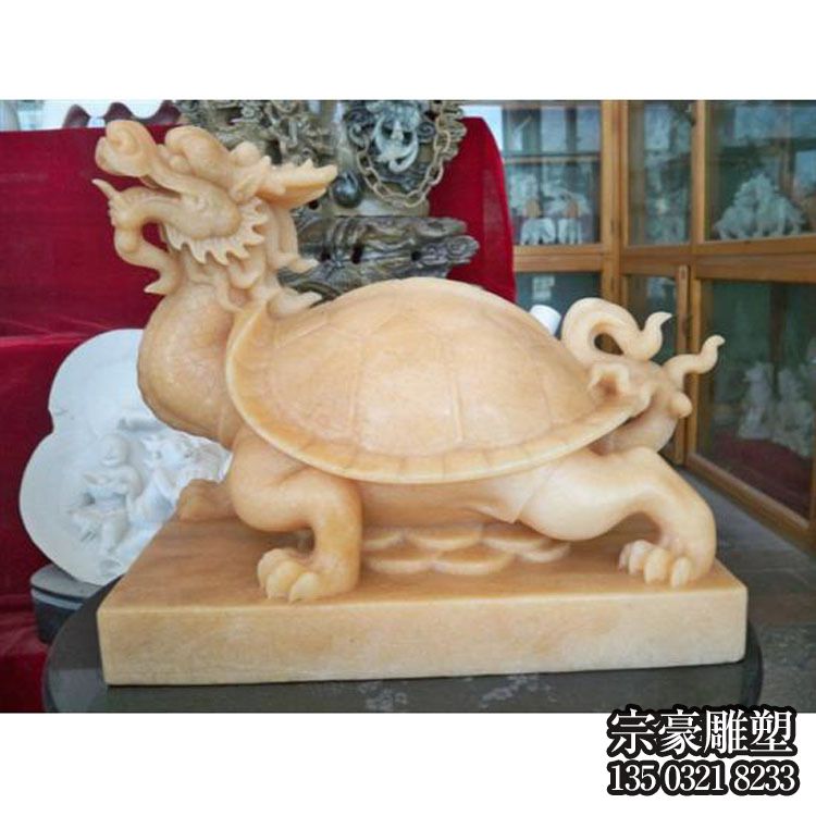 晚霞紅大理石龍龜石雕擺件 晚霞紅大理石龍龜石雕擺件