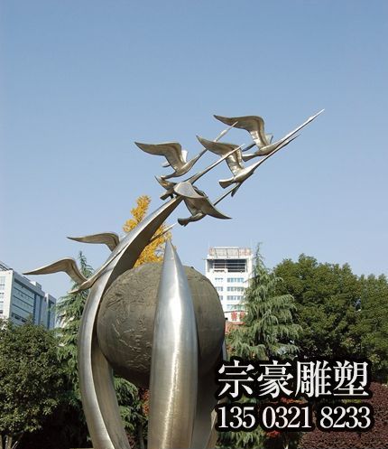 不銹鋼大雁景觀標(biāo)識(shí)雕塑