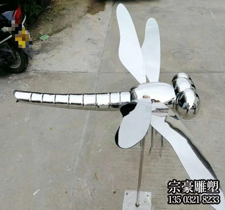 鏡面不銹鋼蜻蜓雕塑擺件 鏡面不銹鋼蜻蜓雕塑擺件