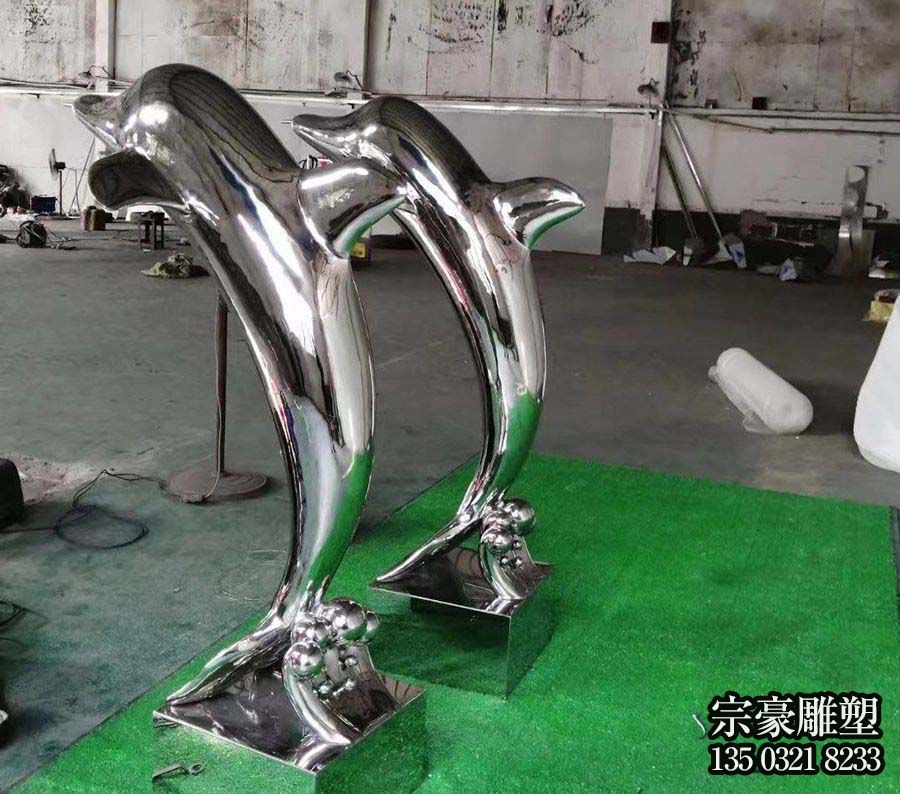 鏡面不銹鋼海豚雕塑擺件 鏡面不銹鋼海豚雕塑擺件