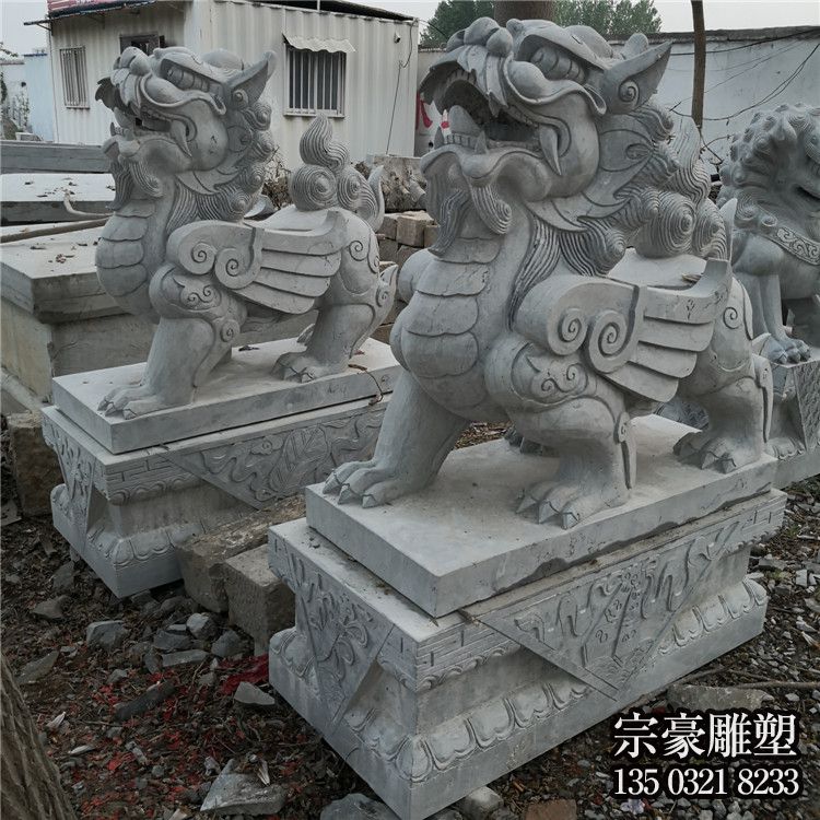 庭院小區(qū)大理石石雕會飛的貔貅雕塑 庭院小區(qū)大理石石雕會飛的貔貅雕塑