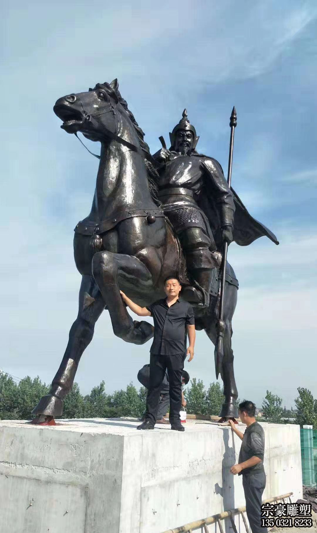 純銅鑄造古代騎馬將軍銅雕 純銅鑄造古代騎馬將軍銅雕