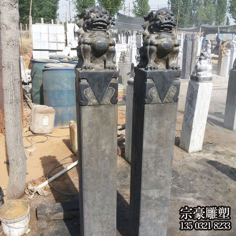 仿古拴馬樁獅子造型石柱子 仿古拴馬樁獅子造型石柱子