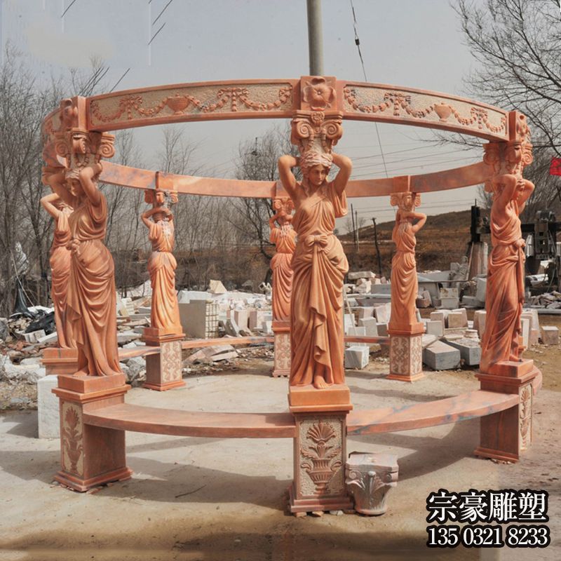 晚霞紅歐式人物造型園林涼亭 晚霞紅歐式人物造型園林涼亭