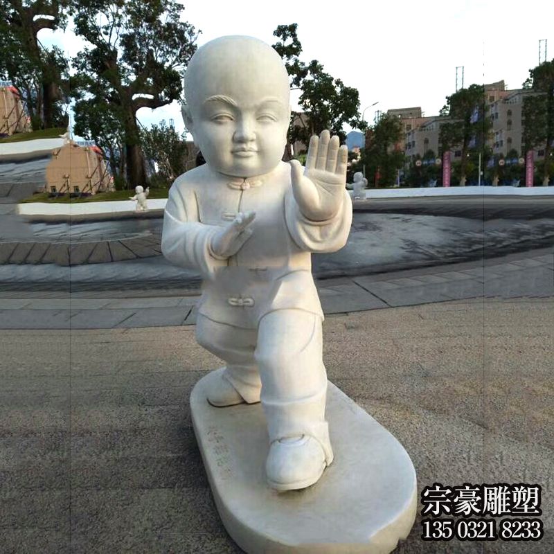 打拳的小和尚漢白玉石雕 打拳的小和尚漢白玉石雕