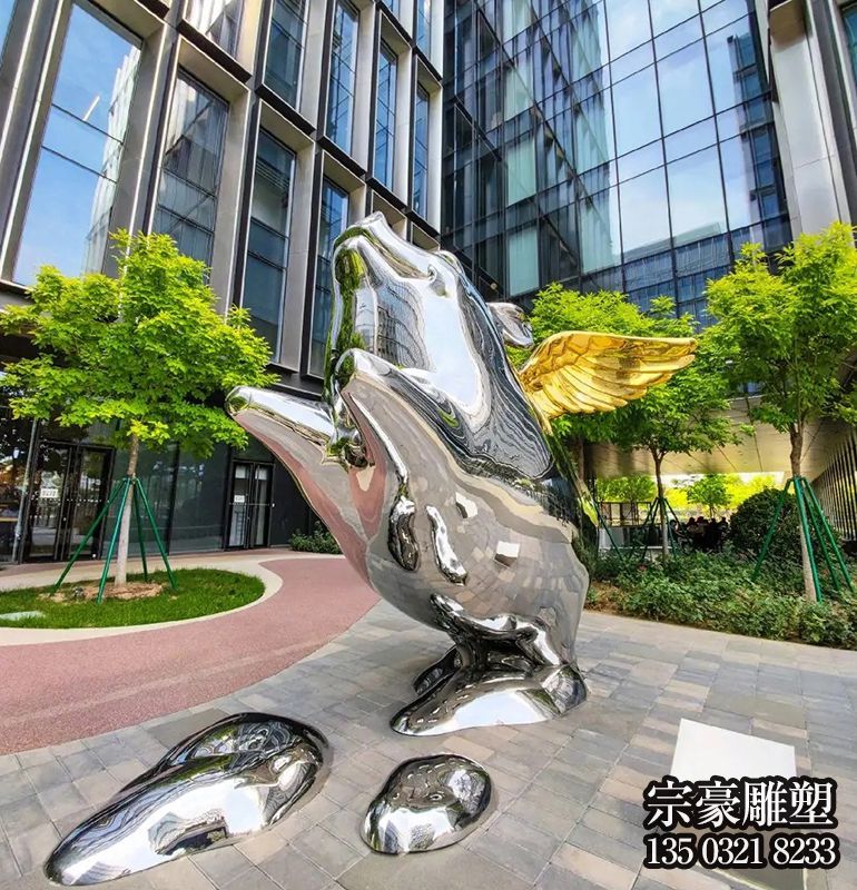 鏡面不銹鋼飛豬雕塑 鏡面不銹鋼飛豬雕塑