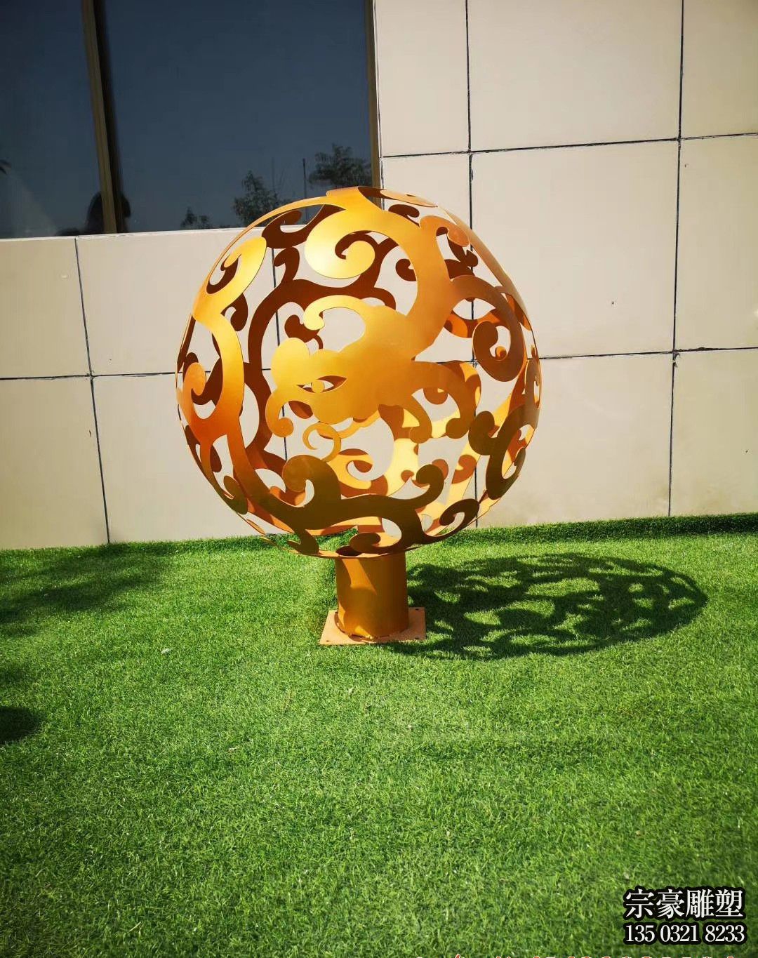 不銹鋼花邊鏤空球雕塑擺件 不銹鋼花邊鏤空球雕塑擺件
