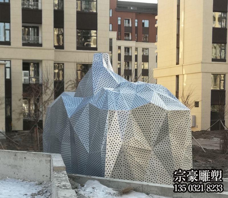 假山雕塑-小區(qū)擺放幾何不銹鋼小區(qū)假山雕塑